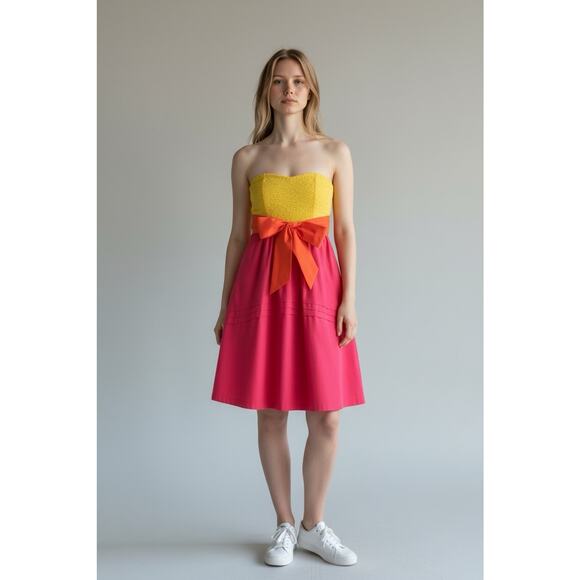 Maeve for Anthropologie Parading Hues Color Block Strapless Dress. Size 4 - Picture 10 of 10